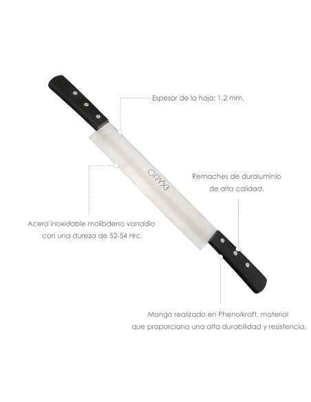Cuchillo Grenoble Quesero 2 Mangos Hoja Acero Inoxidable 25 cm. Negro
