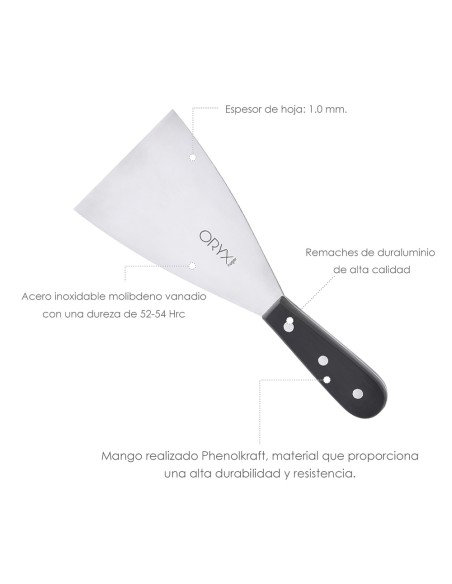 Espatula Cocina Grenoble Acero Inoxidable 9 cm. Negro