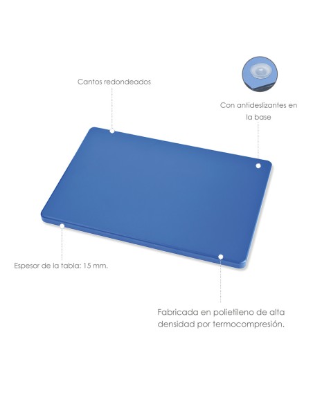 Tabla Cortar Polietileno 30x20x1,5 cm. Color Azul