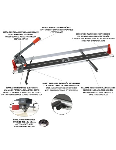 Corta Azulejos Wolfpack Profesional Base Aluminio 1200 mm. Azulejos Grandes
