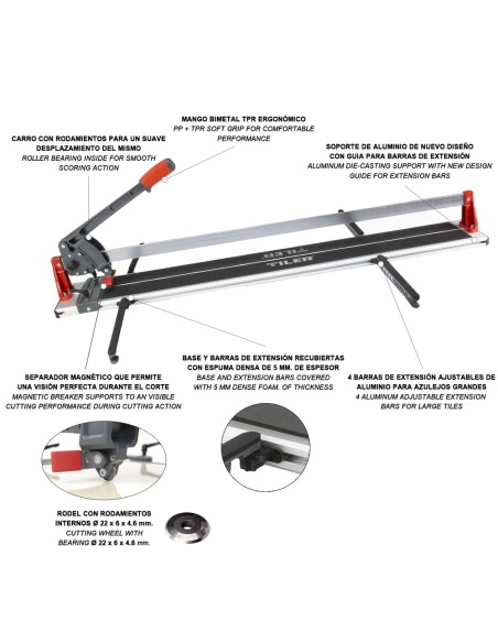 Corta Azulejos Wolfpack Profesional Base Aluminio 1200 mm. Azulejos Grandes