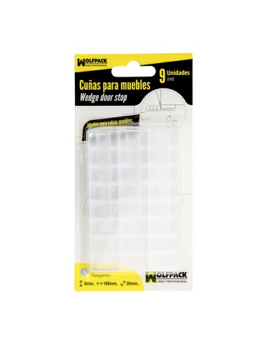 Cuñas Calza Muebles Ajustable / Recortable Transparente (Blister 9 Piezas)