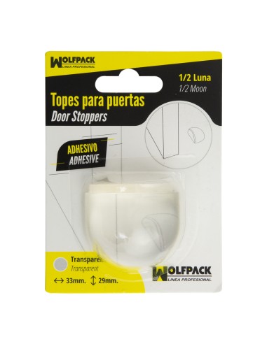 Tope Puerta Adhesivo Transparente Media Luna