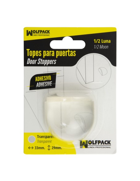 Tope Puerta Adhesivo Transparente Media Luna