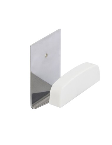 Colgador Percha Adhesivo Acero Inoxidable Color Metalizado / Blanco
