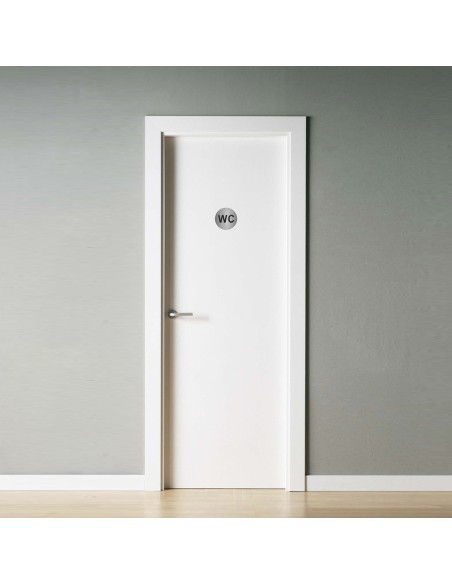 Placa Adhesiva "WC" Acero Inoxidable Ø 7 cm.