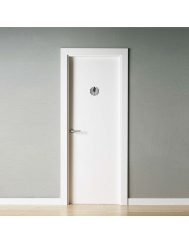 Placa Adhesiva Baño "Hombre" Acero Inoxidable Ø 7 cm.