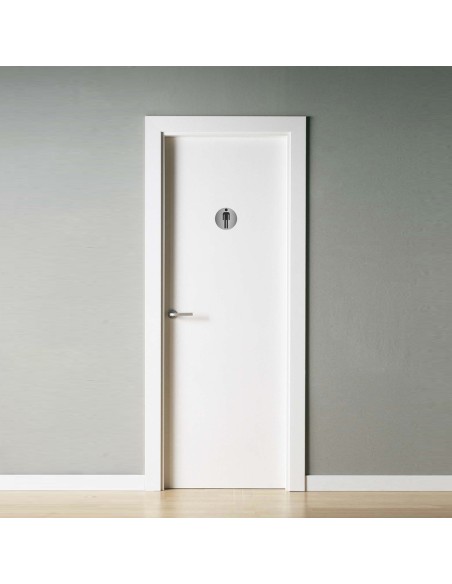 Placa Adhesiva Baño "Hombre" Acero Inoxidable Ø 7 cm.