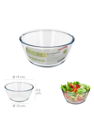 Bol De Cristal, Ideal Para Mezclas. 1.5 Litros. Libre BPA, Cristal De Borosilicato.Ensaladas, Postres, Cocina, Resposteria