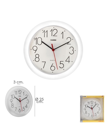 Reloj De Pared Ø 25 cm. Color Blanco