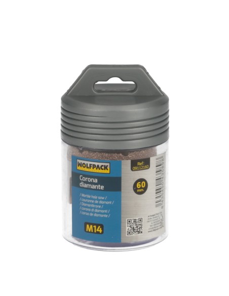 Corona Diamante Para Amoladora Ø 60 mm. Conexión Rosca M14. Corte Seco