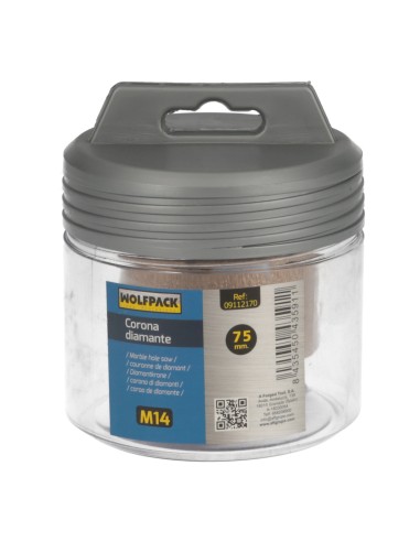 Corona Diamante Para Amoladora Ø 75 mm. Conexión Rosca M14. Corte Seco