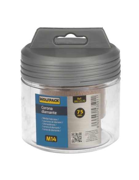 Corona Diamante Para Amoladora Ø 75 mm. Conexión Rosca M14. Corte Seco