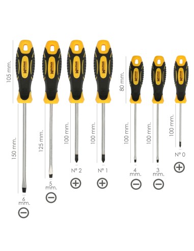 Juego Destornilladores Acero Cromo Vanadio 7 Piezas Con Mango Bimaterial