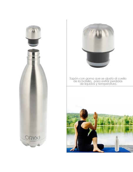 Botella Termica, Capacidad De 1000 ML. Libre BPA, Acero Inoxidable, Antigoteo