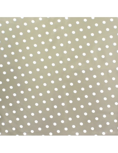 Mantel Hule Redondo Topos Beige Impermeable Antimanchas PVC Ø140 cm. Uso Interior y Exterior