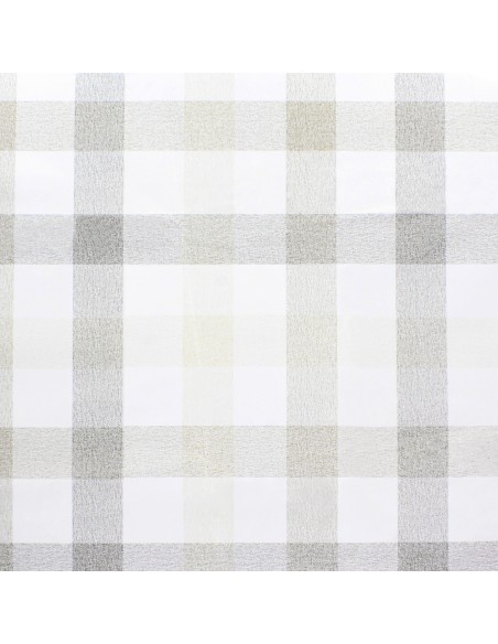 Mantel Hule Redondo Cuadros Beige Impermeable Antimanchas PVC Ø 140 cm. Uso Interior y Exterior