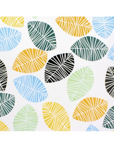 Mantel Hule Redondo Hojas Colores Impermeable Antimanchas PVC Ø 140 cm. Uso Interior y Exterior