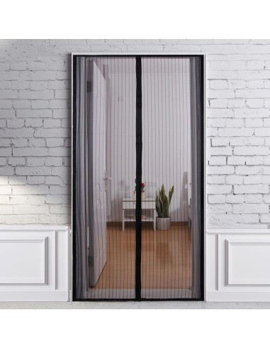 Cortina Mosquitera Para Puertas Con Cierre Central Magnetico Automatico 120 x 240 (Alt.) cm. Color Negro.