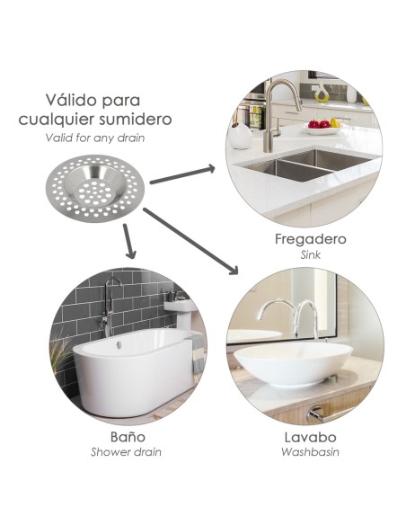 Filtro Cestillo Para Lavabo / Fregadero Inoxidable 8 cm.