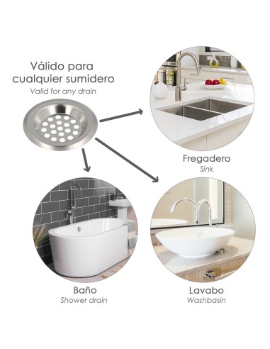 Filtro Cestillo Para Lavabo / Fregadero Inoxidable 6 cm.