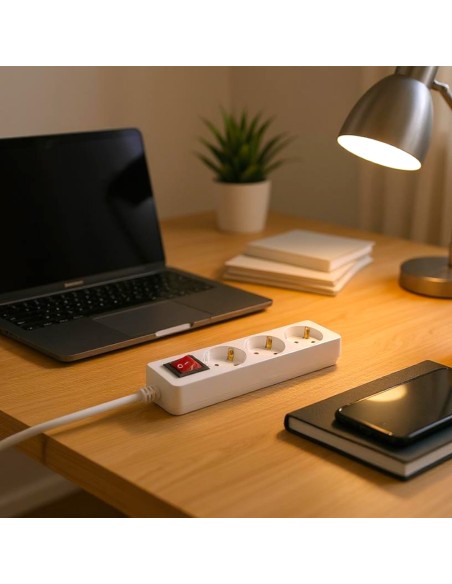 Regleta / Base Multiple 3 Tomas Con Toma De Tierra Con Interruptor