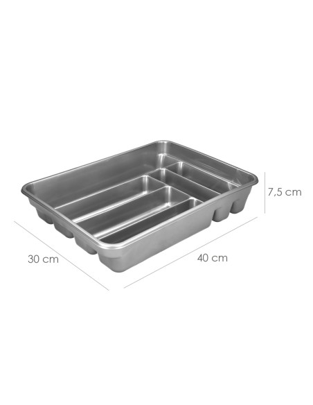 Cubertero Plastico Para Cajon. Color Plata 40x30x7 cm.