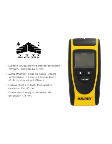 Detector de Materiales en Paredes. Multifuncional Encuentre Metales, Madera, Cables, Tuberias. Pantalla LCD.