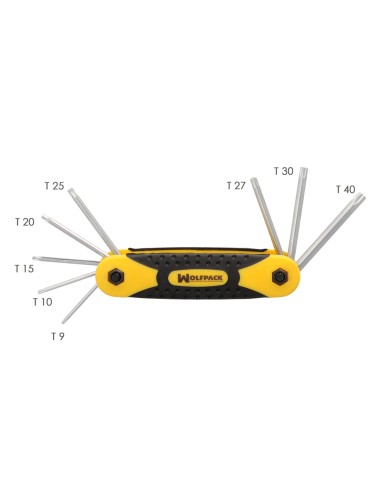 Juego Llaves Torx Plegable 8 Piezas Inviolable, Llave Torx Hexagonal, Llave Estrella, Llave Allen Estrella