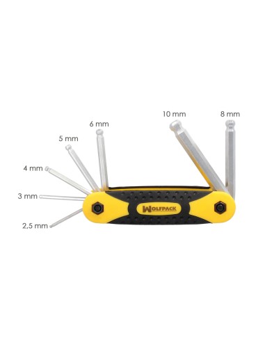 Juego 7 Llaves Allen Plegable Con Bola Acero Cromo Vanadio. Juego Llaves Hexagonales, Juego De Llaves Plegable Allen Con Bola