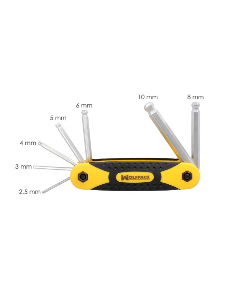 Juego 7 Llaves Allen Plegable Con Bola Acero Cromo Vanadio. Juego Llaves Hexagonales, Juego De Llaves Plegable Allen Con Bola