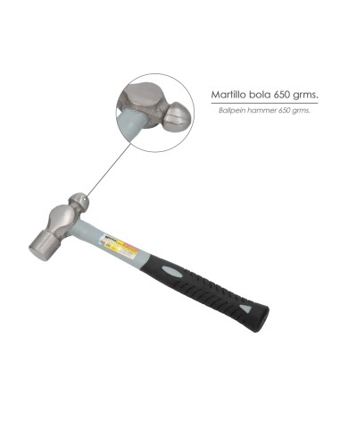 Martillo Bola 650 Gramos Mango Fibra Vidrio