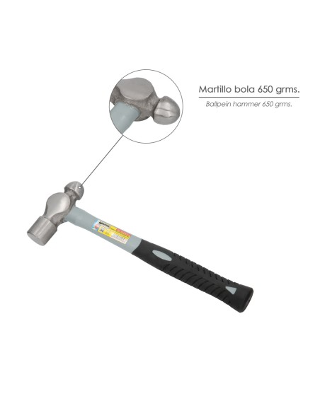 Martillo Bola 650 Gramos Mango Fibra Vidrio