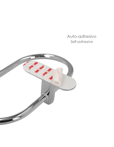 Toallero Forma Anilla Color Inox Con Efecto Espejo, Autoadhesivo Resistente, Porta Toallas, Toallero Adhesivo Pared / Mueble