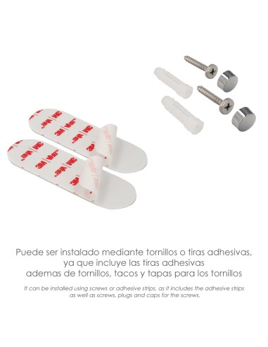 Cestillo Rincon Baño Autoadhesivo, Color Inox Con Efecto Espejo, Autoadhesivo Resistente o Con Tornillos