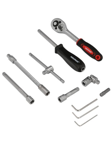 Juego Llaves De Vaso y Puntas 1/4" 46 Piezas. Con Apadtador. Cromo Vanadio, Kit Llave Combinada, Kit Carraca, Juego Llaves Vaso