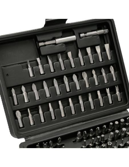 Juego Puntas con Destornillador 1/4" 99 Pzs. Con Apadtador. Cromo Vanadio, Kit Llave Combinada, Kit Carraca,