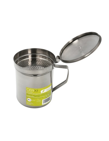 Grasera Acero Inoxidable Para Pescado Aceitera Aceite Usado 0,5 L. Con Colador y Tapa, Recipiente Reciclaje Aceite Usado Pescado