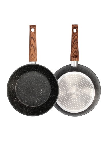 Sarten Aluminio Forjado Antiadherente Ø 24 x 7 cm. Mango Engomado / 5 capas / Acabado Piedra / Apta Para Todo Tipo de Cocinas