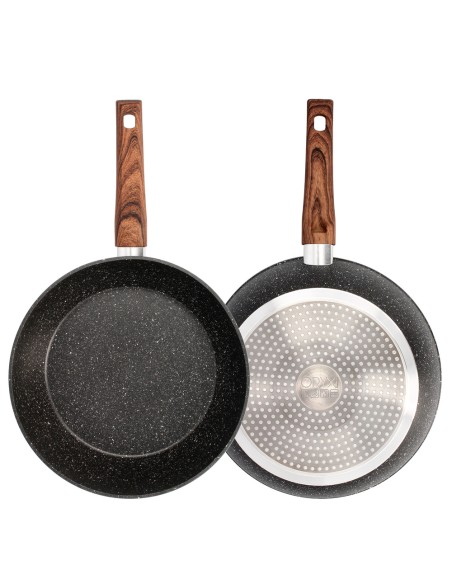 Sarten Honda Aluminio Forjado Antiadherente Ø 28x7,5 cm. Mango Engomado / 5 capas / Acabado Piedra / Para Todo Tipo de Cocinas