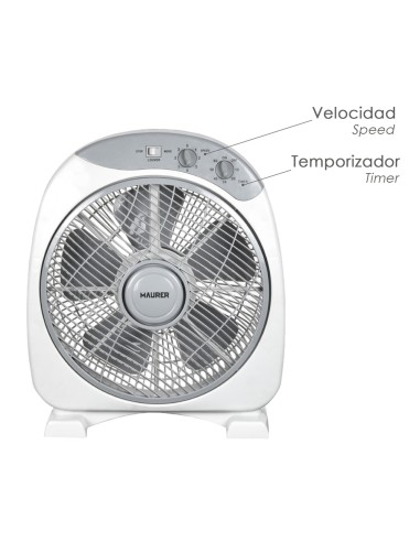 Ventilador Maurer Box Ø 30cm 40 Watt. 3 velocidades Aspas gran tamaño, 3 Con temporizador
