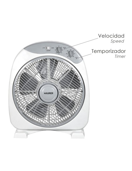 Ventilador Maurer Box Ø 30cm 40 Watt. 3 velocidades Aspas gran tamaño, 3 Con temporizador