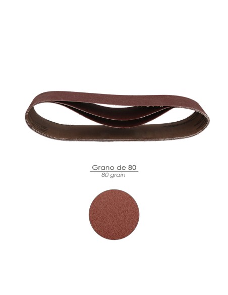 Lija recambio banda 75x533 mm. grano 80 (3 Piezas)