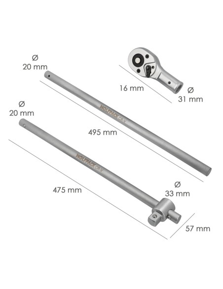 Juego Llaves De Vaso de Acero Cromo Vanadio con 21 Piezas 3/4" Plus Con Maletin.