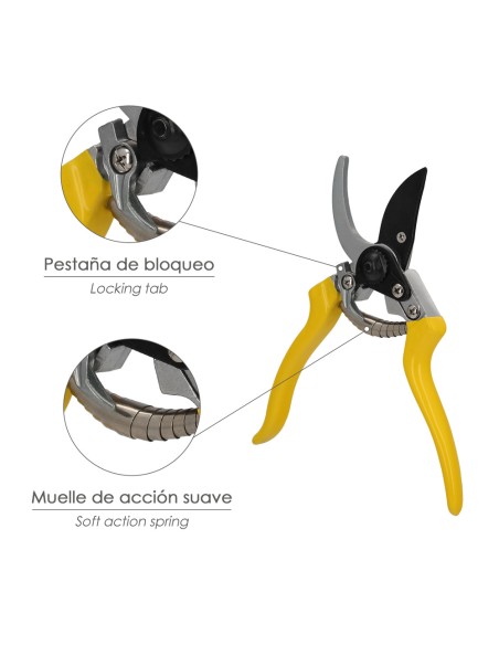 Tijera Podar 1 Mano Japonesa Akagi T-8S 220 mm. Mangos Aluminio Endurecido, Hoja Recubierta PTFE