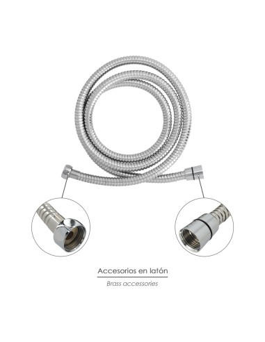Flexo / Manguera Ducha Extensible Acero Inoxidable 1,7 a 2 Metros Accesorios de Latón. Flexible, Resistente a Torceduras,