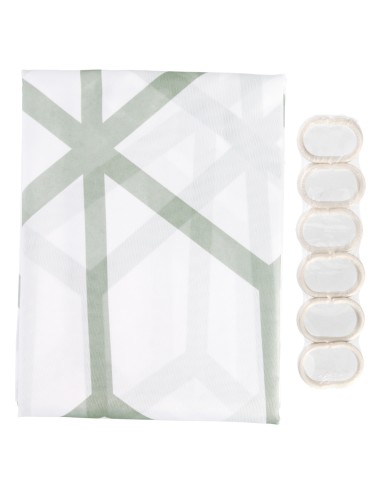 Cortina Ducha Tela Geometria 180 x 200 cm. Cortina baño, Cortina Tela Impermeable Con Anillas