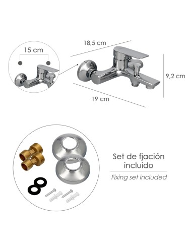 Monomando Bañera / Ducha "Hamburgo" Grifo Baño, Grifo Encimera, Grifo Cocina, Grifo Mezclador. Cartucho Ceramico Ø 35 mm.