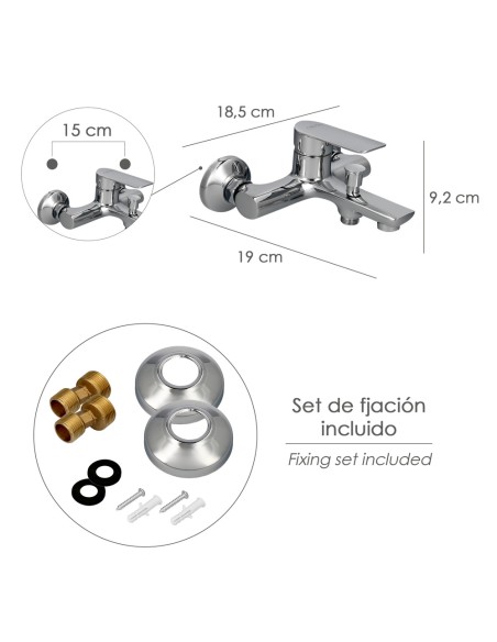 Monomando Bañera / Ducha "Hamburgo" Grifo Baño, Grifo Encimera, Grifo Cocina, Grifo Mezclador. Cartucho Ceramico Ø 35 mm.