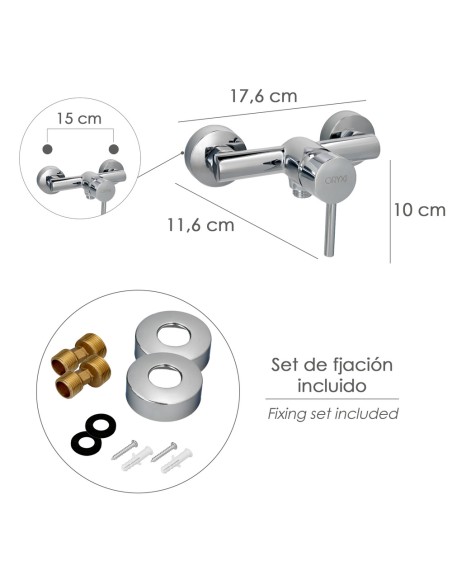 Monomando Ducha "Dresde" Mezclador Central Grifo Baño, Grifo Encimera, Grifo Cocina, Grifo Mezclador. Cartucho Ceramico Ø 35 mm.